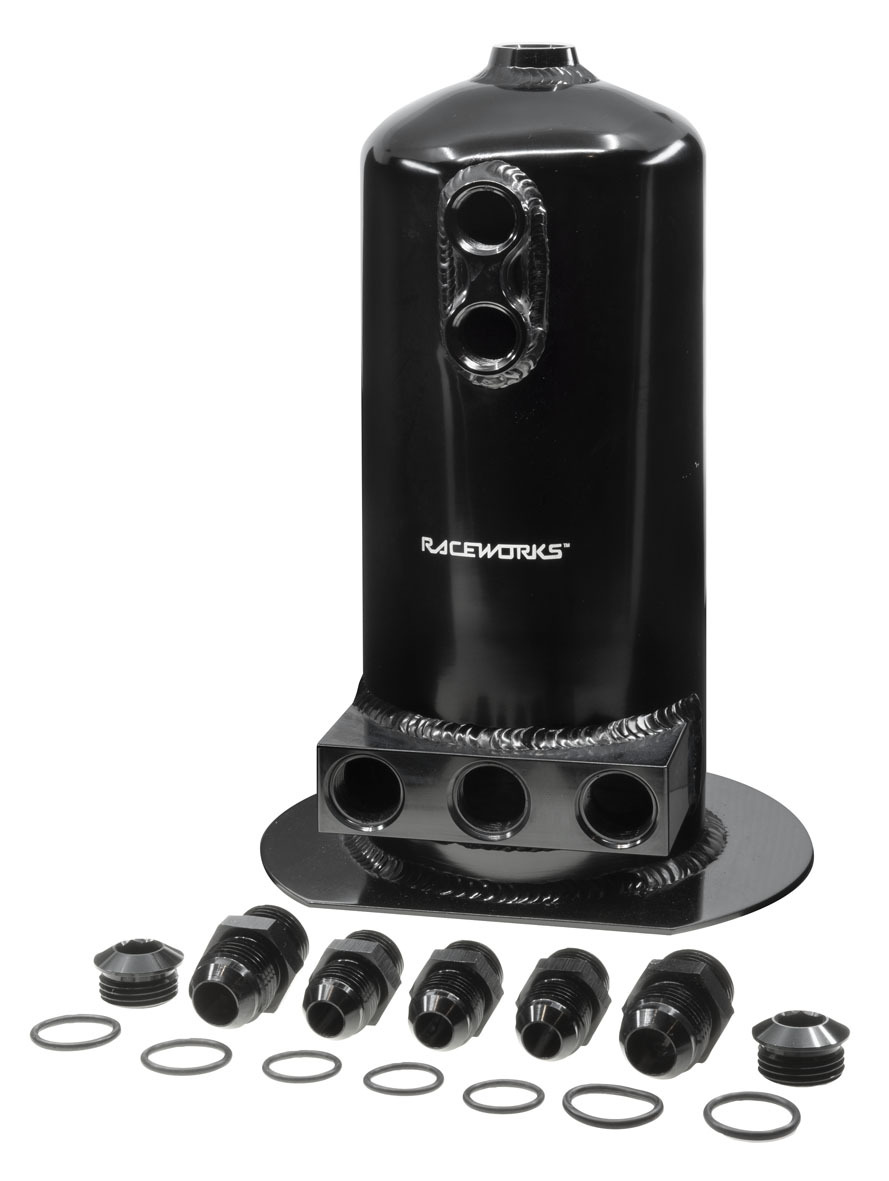 Raceworks 2.5L Surge Tank AN-8 Single/dual Outlet Black - ALY-158BK