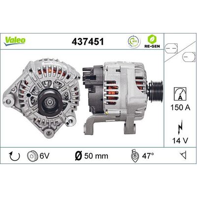 Valeo Alternator for BMW M54 E60/E65/E66/E - 12317519721