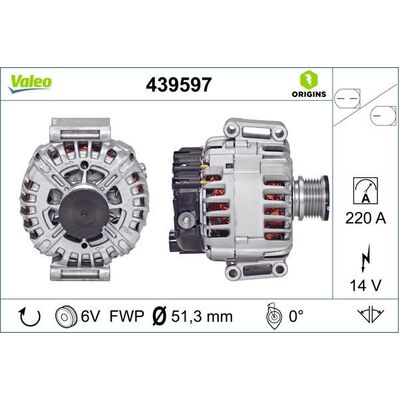 Valeo Alternator for Mercedes-Benz 906 M651 220A - 439597