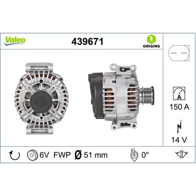 Valeo Alternator for Mercedes-Benz 204/207 M651 '10> - 439671