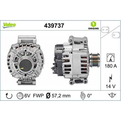 Valeo Alternator for VW CJXD 180A - 439737