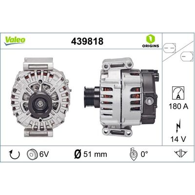 Valeo Alternator for Mercedes-Benz M651 (180A) - 439818