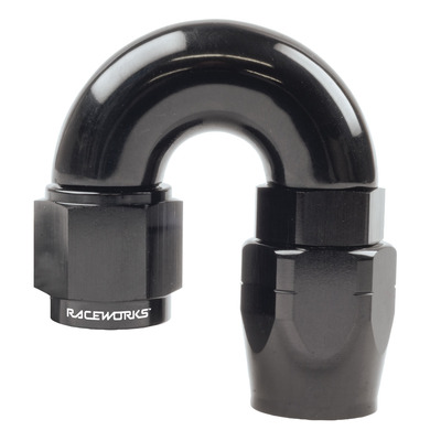 Raceworks Cutter Hose End AN-4 180deg - RWF-106-04BK