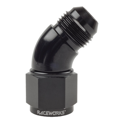 Raceworks Female to Male Swivel Elbow AN-8 45deg - RWF-142-08BK