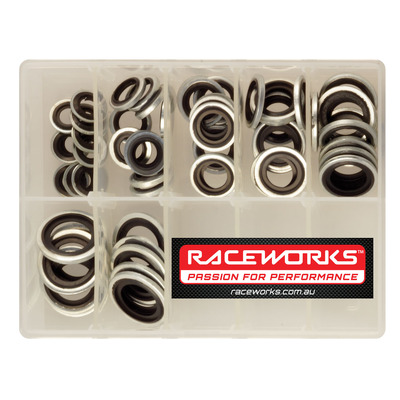 Raceworks Dowty Seal Kit 10 of Each Size 8mm to 18mm - RWF-180-KIT