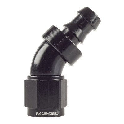 Raceworks Push Lock Hose End An-5 45Deg - RWF-402-05BK