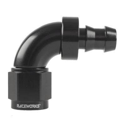 Raceworks Push Lock Hose End An-5 90Deg - RWF-403-05BK