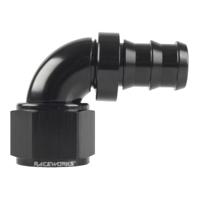 Raceworks Push Lock Hose End An-8 90Deg - RWF-403-08BK