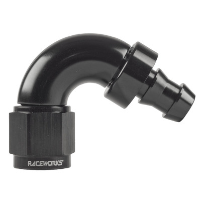 Raceworks Push Lock Hose End AN-4 120deg - RWF-404-04BK