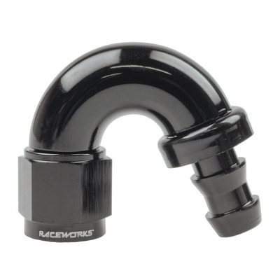 Raceworks Push Lock Hose End AN-4 150deg - RWF-405-04BK