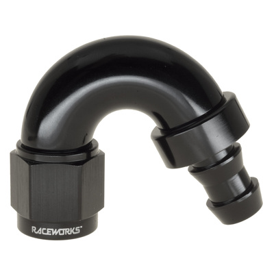 Raceworks Push Lock Hose End AN-6 150deg - RWF-405-06BK