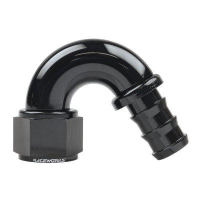 Raceworks Push Lock Hose End AN-12 150deg - RWF-405-12BK