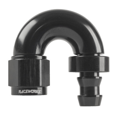 Raceworks Push Lock Hose End AN-4 180deg - RWF-406-04BK