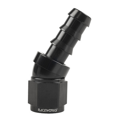 Raceworks Push Lock Hose End AN-4 30deg - RWF-407-04BK