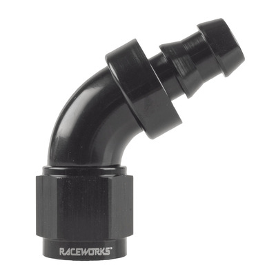 Raceworks Push Lock Hose End AN-4 60deg - RWF-408-04BK