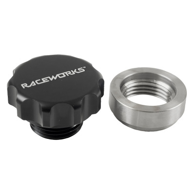 Raceworks Weld on Steel Diff Filler with Black Aluminium Male Cap 1in - RWF-461-S-ABK