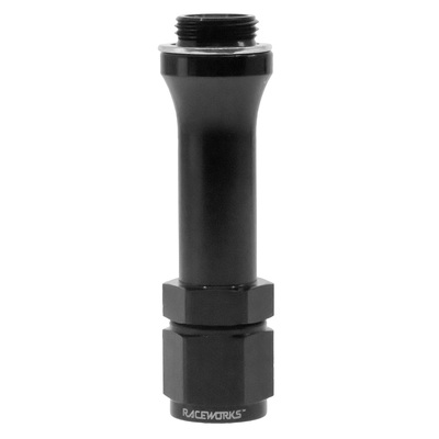 Raceworks Holley Hp & Qft 3/4-16 to AN-8 Female Swivel Long Adapter - RWF-712-08BK