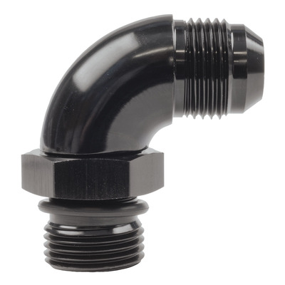 Raceworks AN-10 90deg ORB to Male Flare Adapter - RWF-922-10BK