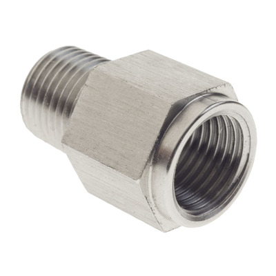 Raceworks 1/8 BSPT Male to M10 x 1.0 Female Stainless Adapter - RWF-926-02-M10SS