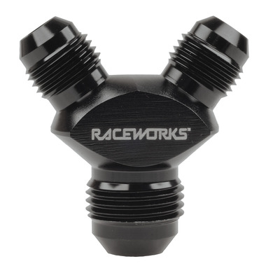 Raceworks Y Block Male Flare an Thread 1 x AN-6 to 2 x AN-4 - RWF-930-06-04BK