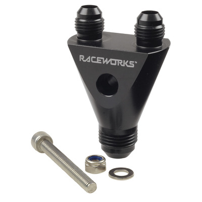 Raceworks Y Block Inline an Male Flare 1x AN-8 to 2x AN-6 - RWF-934-08-06BK