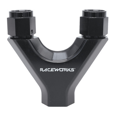 Raceworks Y Block 2x Female AN-6 Swivels 1x AN-8 ORB - RWF-939-06-08BK