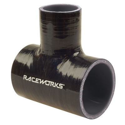 Raceworks Hose Tee 2.5in ID 1.5in Spout Black SHT-250150BK