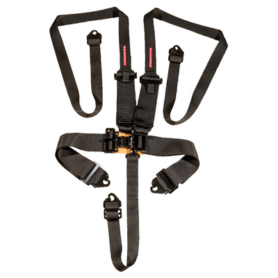 Raceworks Red 5Point SFI Latch & Link Harness, Hans 2-3In Belts, Snap Hook Ends - VPR-110BK