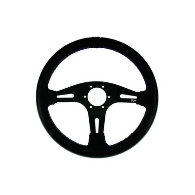 Raceworks 350mm Leather Steering Wheel Flat With Blue Stitching - VPR-194BE