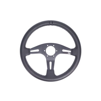 Raceworks 350mm Leather Steering Wheel Flat With Black Stitching - VPR-194BK