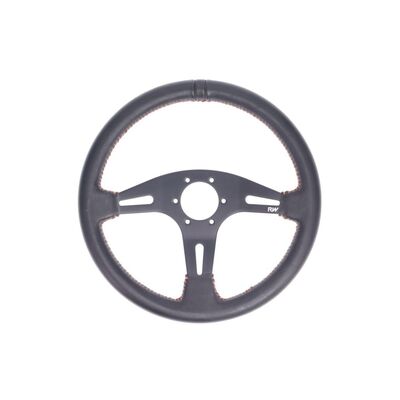 Raceworks 350mm Leather Steering Wheel Flat With Orange Stitching - VPR-194OR