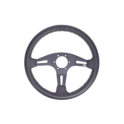 Raceworks 350Mm Leather Steering Wheel Flat With Red Stitching - VPR-194RD