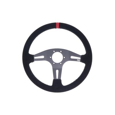 Raceworks 350mm Suede Steering Wheel Flat With Grey Stitching - VPR-195GY