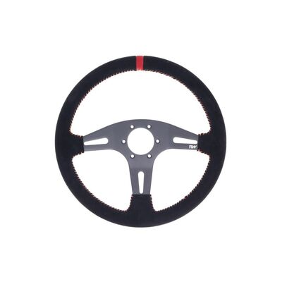 Raceworks 350mm Suede Steering Wheel Flat With Orange Stitching - VPR-195OR