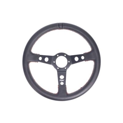 Raceworks 350mm Leather Steering Wheel - With Orange Stitching - VPR-196OR