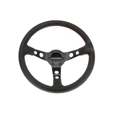 Raceworks 350mm Leather Steering Wheel - With Red Stitching - VPR-196RD