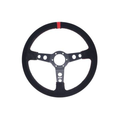 Raceworks 350mm Suede Steering Wheel - With Red Stitching - VPR-197RD